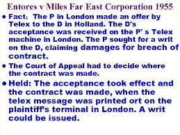 Entores v miles far east corporation 19… claimants had sent an offer to purchase 100 tons of copper to… the brimnes 1975 qb 929. Anglo American Business Law Chapter 2 Contract å¤ç§€æ¸Š