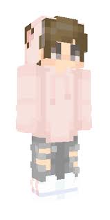 Brown Hair Wolf Boy With Pink Sweatshirt Minecraft Skins Minecraft Skins Cute Minecraft Skins Hair