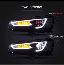 the item is vland mitsubishi lancer head lamp the color is black housing vland carlamp ledheadlamp le mitsubishi lancer evolution lancer mitsubishi lancer