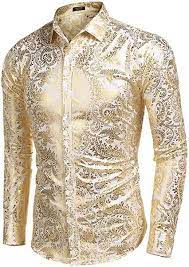 Free shipping on many items | browse your favorite brands | affordable prices. Men S Shiny Gold Paisley Long Sleeve Collared Button Down Shirt Bella Valentina La