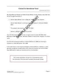 A certificate of standing is a personal document which can only be requested by the lawyer it is for. Child Travel Consent Canada Legal Templates Agreements Contracts And Forms