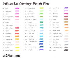 Sakura Koi Coloring Brush Pens 48 Color Set Color Chart