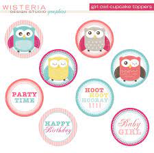 Girl Owl Cupcake Toppers Birthday Or Baby Shower Diy Printables 5 00 Via Etsy Owl Baby Shower Harry Potter Baby Shower Baby Shower Diy
