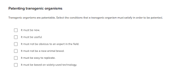 A transgenic organism is a type of genetically modified organism (gmo) that has genetic material from another species that provides a useful trait. Solved Patenting Transgenic Organisms Transgenic Organism Chegg Com