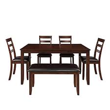 Dinning Table With Chairs And Bench Julyfox 6 Piece Wood Rectangular Dinning Room T Nook Dining Set Dinning Room Sets Breakfast Nook Dining Set