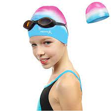 wasserdicht schwimmkappe fur madchen jungen copozz kinder badekappe lange haare silikon swimming cap bademutze fur 3 4 5 6 7 8 9 10 11 12 jahres sport freizeit sportbekleidung playlalasi com