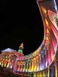 Annual Holiday Light Display Illuminates The Denver County Building Seen Through A Fisheye Lens Photographic Print Art Com Holiday Lights Display Denver Christmas Lights Christmas Light Displays