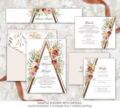 Fall Boho Wedding Invitation Burnt Orange Fall Wedding Etsy In 2021 Fall Wedding Invitations Wedding Invitations Boho Wedding Invitations