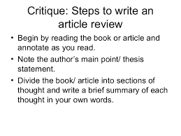 How To Write An Article Review And Critique
