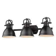 Guaranteed low prices on all modern lighting and accessories + free shipping on orders over $75! Golden Lighting Duncan 3 Light Black Bath Light With Matte Black Shade 3602 Ba3 Blk Blk The Home Depot