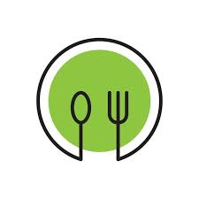 Healthy Food Logo With Plate Spoon And Fork Line Art Healthy Food Logo Logo Food Food Logo Design Inspiration