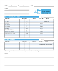 Workout Chart Templates 8 Free Word Excel Pdf Documents