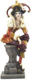 Female Jester Fantasy Art Sculpture Statue Figurine Available At Allsculptures Com Jester Costume Jester Porcelain Dolls For Sale