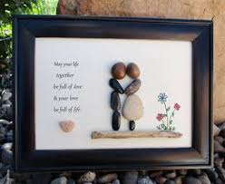 Pebble Art Rock Art Couple Marriage Anniversary Love Pebble Art Rock Art Unique Wall Art