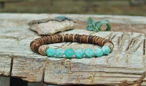 Mens Aquamarine Bracelet March Birthstone Bracelet Surfer Etsy