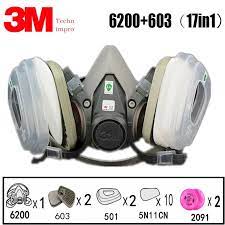 17 In 1 3m 6200 Industrial Half Mask Spray Paint Gas Mask Respiratory Protection Safety Work Dust Proof Respirator Mask Filt Respirator Mask Gas Mask Half Mask