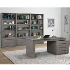 It has a sleek top and angled legs and it features three drawers perfect for storing featuring a similarly simple design, the chamber desk has a very clean and chic look. Pure Modern Executive Desk Parker House Furniture
