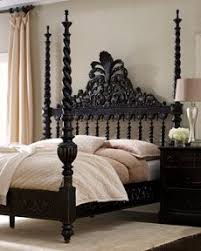 Black 4 Poster Queen Bed Master Bedroom Bed Frame Option A Bit Of Moorish Influence Love The 4 Posters But Center Of Headboard To Foo Foo For My Tas King Poster Bed Home Bedroom Bed