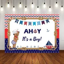 Check spelling or type a new query. Buy Ahoy It S A Boy Nautical Theme Baby Shower Backdrop Royal Prince Marine Photogarphy Background Ahoy Navy Blue And Red Wave Colorful Flags Anchor Party Decorations Banner For Newborn Baby 7x5ft Online