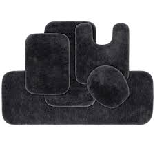 Black And White Bath Rug Set Garland Rug Traditional Dark Gray 5 Piece Washable Bathroom Rug Set Ba010w5p06j6 The Home Depot In 2020 Washable Bathroom Rugs Bathroom Rug Sets Bathroom Rugs