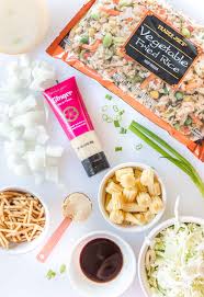 Switch up the pork for a combination of pork, chicken, and shrimp; Trader Joe S Vegetable Fried Rice Recipe Hack With An Easy Asian Ginger Sauce Kelley Nan