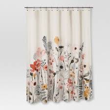 Floral Wave Shower Curtain White Threshold Floral Shower Curtains Retro Home Decor Curtains