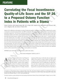 PDF) Correlating the Fecal Incontinence Quality-of-Life Score and the SF-36  to a proposed Ostomy Function Index in patients with a stoma