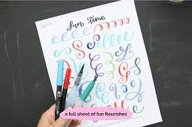 Create fine, medium or bold strokes by a change in brush tombow dual brush pen set of 10 bohemian colors. Fun Brush Lettering Printable Practice Sheets Modern Etsy Brief Handbelettering Handlettering