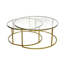 These glass nest coffee table are offered in various shapes and sizes ranging from trendy to classic ones. Wareley 2 Piece Glass Top Metal Round Nesting Coffee Table Set Gold