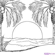 Sunset sketch black and white at paintingvalley com explore. Coloring Pages Nature Beach Drawing Drawings