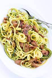 Pesto Zucchini Noodles Recipe With Chicken Sausage Recipe Zucchini Noodle Recipes Zoodle Recipes Chicken Sausage Recipes