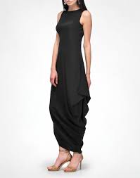 Black Side Drape Dress Fashion Indian Fashion Side Drape Dress