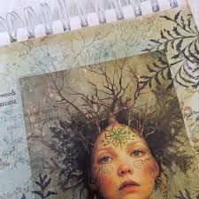 I'm loving creating my own calendar -May is my birthday month and I've used  Alison Bomber's lovely apple blossom stamps to create a simple page.