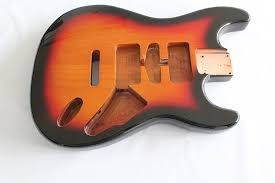 Strat Guitar Body,Alder Wood,Sunburst 3T Gloss Finish,For Active  Pickup,with Battery Box cavity on the back