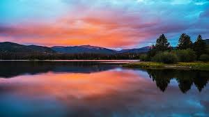 Mountain Lake Lake Mountain Sunset Color Clouds Trees Pine Nature Landscape Mountains Pikist