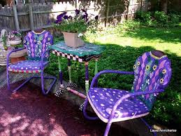 Pin By Winnie Olmschenk On Purple Home Love Painted Chairs Funky Furniture Yard Art