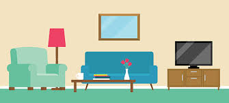Sketch of a man sitting in a chair against a background image of a woman's face. Living Room Clipart Home Decoration