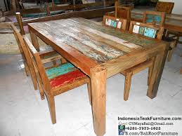 These wood farm tables are handcrafted in vermont and guaranteed to last a lifetime. Boat Wood Furniture Table Chairs Set From Indonesia Dining Table And Dining Chairs Furniture Set