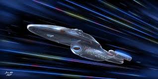 The ship's maximum warp is 9.975, with warp nacelles that pivot upwards while in flight. Uss Voyager At Warp Star Trek Voyager Fan Art Dan Voltz Art Illustration