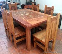 Arrange matching amish made dining room table and chairs to create a splendid dining area. Handmade Mosaic Dining Table With 6 Chairs Made From Reclaimed Wood Buy Online In Andorra At Andorra Desertcart Com Productid 37269539