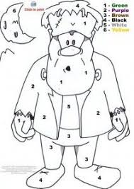 Color By Number Frankenstein Worksheet Halloween Worksheets Halloween Coloring Pages Halloween Coloring