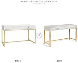 Designed with clean lines, nickel plated pulls and functional angled shelf, our jett desk will update any home office. Daily Find Candelabra Worlds Away White Lacquer Desk Copycatchic