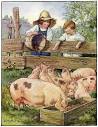 Farm Boys Feeding Pigs Piglets Vintage Storybook Farm Printable ...