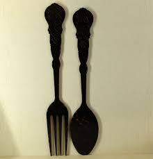 Large Fork Spoon Filigree Spoon Fork Restaurant Decor Kitchen Etsy Kitchen Wall Decor Kitchen Wall Restaurant Decor