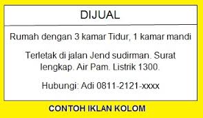 Mau cari rumah yang disewa? Pengertian 5 Lima Jenis Iklan Dalam Mapel Bahasa Indonesia Tingkat Smp Halley Kawistoro