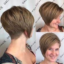 Stacked Asymmetrical Bob With Side Swept Bangs And Tapered Nape Short Stacked Bob Hairstyles Short Hair Styles Short Straight Hair