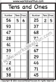 Grade 1 place value worksheet on identifying tens and ones. Numbers Tens And Ones Free Printable Worksheets Worksheetfun