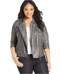 Jou Jou Plus Size Faux Leather Moto Jacket Jackets Blazers Plus Sizes Macy S Faux Leather Moto Jacket Plus Size Jackets
