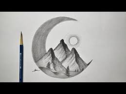كيفية رسم منظر طبيعي ليلي سهل خطوة خطوة رسم سهل وبسيط تعلم الرسم من الصفر دورات تعليم الرسم youtube drawings easy drawings sketches easy