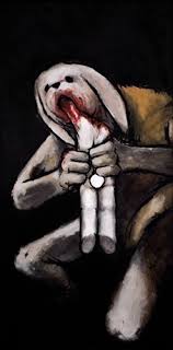 Goya depicts saturn as a crazed titan/man that is eating child frantically, with the head, left arm, and part of the shoulder of the child obviously already devoured. Francisco Goya Saturn Devours His Son Remixed By Luke Chueh By Luke Chueh Editioned Artwork Art Collectorz